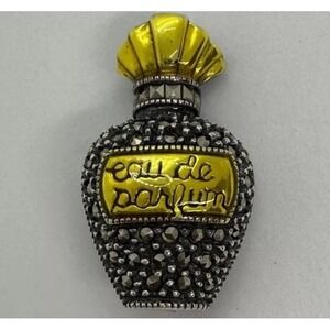 Signed Judith Jack sterling enamel marcasite perfume bottle brooch